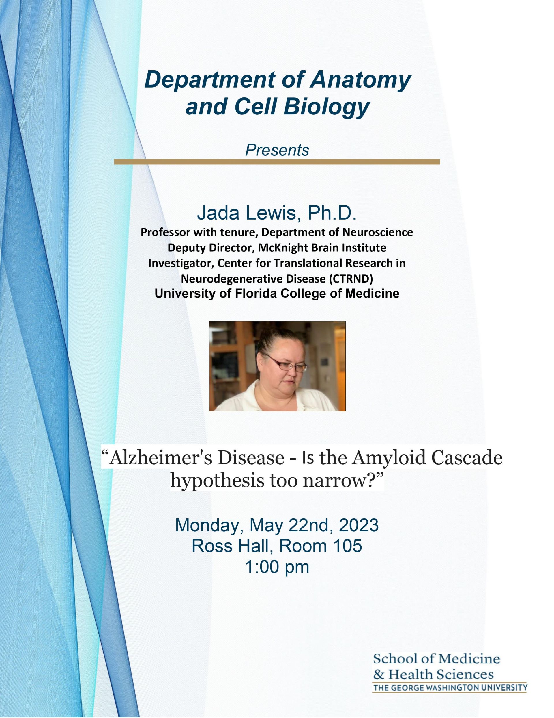 Dr. Jada Lewis presents a talk on Alzheimer's disease 