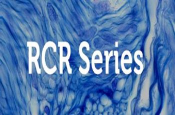 Text that reads "RCR Series" overlaid on top of a background  that looks like blue tie-dye